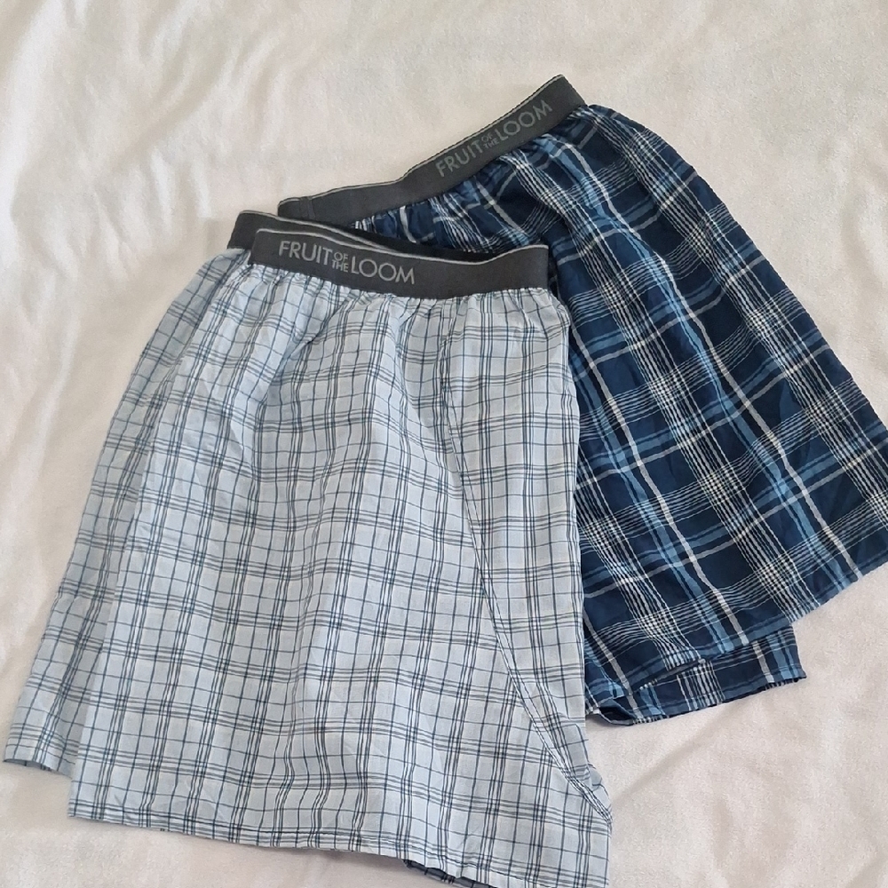 Fruit of the Loom Blue and White Plaid Boxers